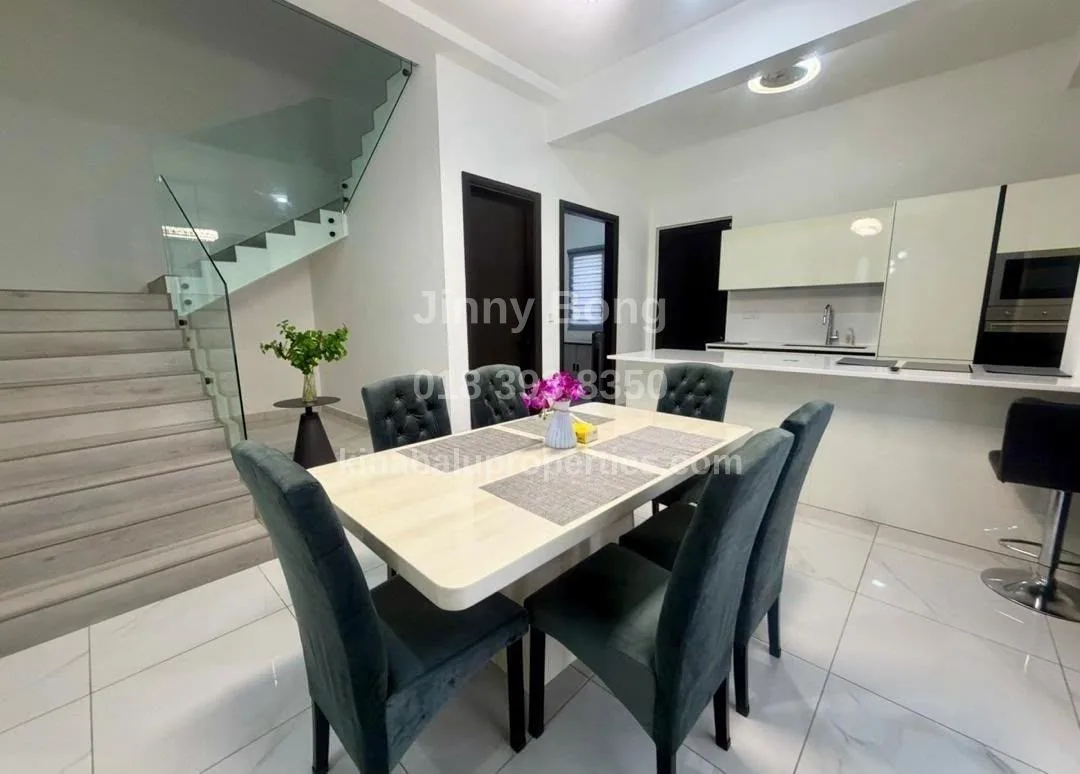 Kitchen, dining area and staircase